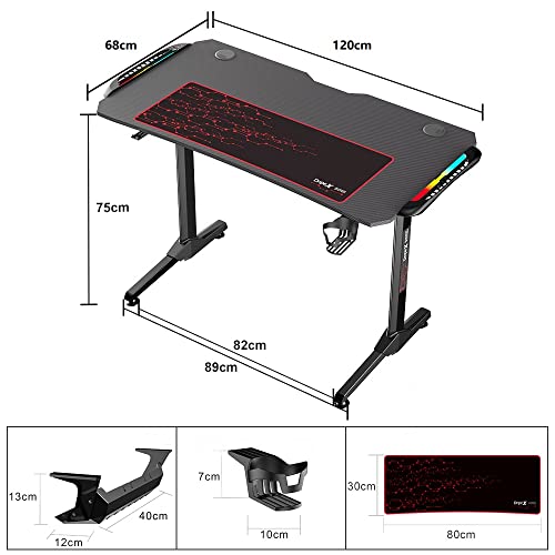 Dripex Ergonomischer Gaming Tisch – 120cm - 7