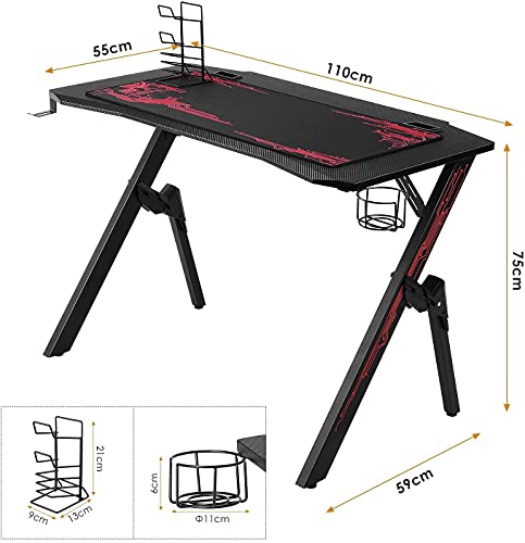 Computertisch Gaming Tisch 110cm – K-Form - 7