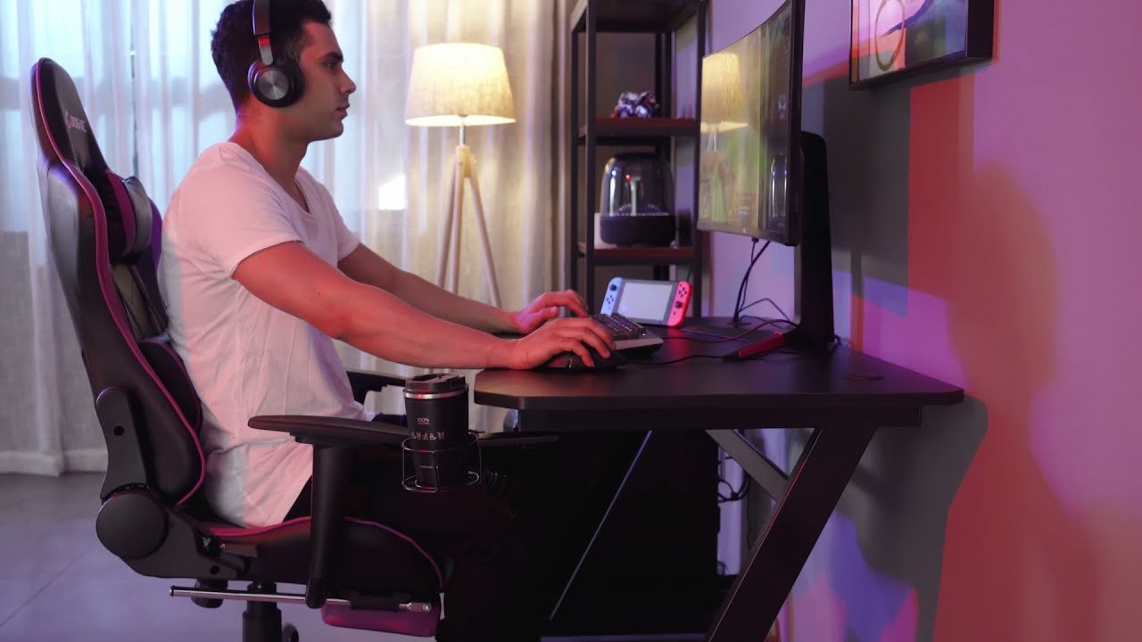 HOMCOM Stahlrahmen Gaming Desk, Schwarz 1 HOMCOM Stahlrahmen Gaming Desk, Schwarz