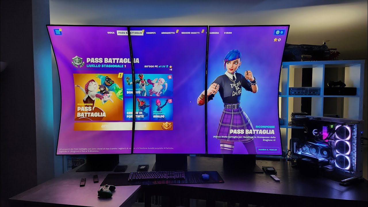 Extremes Gaming-Setup: 3x Odyssey ARK 55″