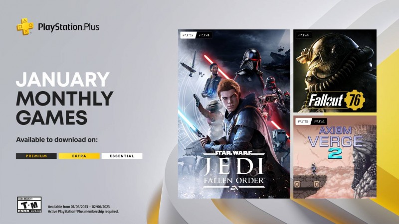 January PS Plus Games include Jedi: Fallen Order, Fallout 76, and Axiom Verge 2